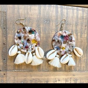 Cowrie Fringe Acrylic earrings